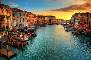 Sunset in Venice Italy Europe graph Cool Wall Art Print Poster, HD wallpaper