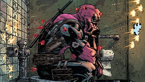 sword, blood, fantasy, Deadpool, Marvel Comics, artwork, mask, situation for mobile and , section фантастика, resolution, Marvel Weapons, HD wallpaper