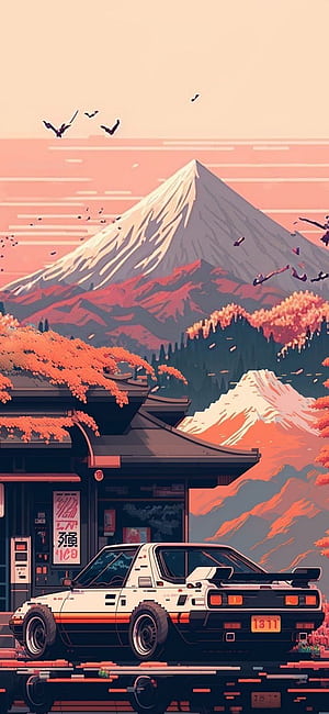 Cars. Japanese iphone, Pixel art background, Cool art, HD phone wallpaper