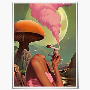 70s Art Vintage Surreal Canvas Wall Art Egoless Trendy Abstract Aesthetic Room Decor Retro Mushroom Moon Woman Poster Prints Wall Decor Living Room Bedroom Bathroom in Unframed: Posters & Prints, Pop Surrealism, HD phone wallpaper
