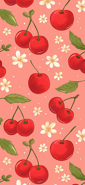 Cute Cherry Pattern Pink iPhone, Cute Patterns, HD phone wallpaper