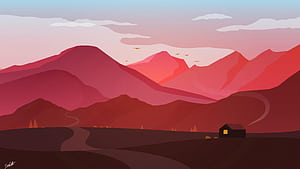 Minimal Mountains, mountains, minimalism, minimalist, artist, artwork, digital-art, HD wallpaper