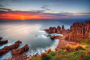 Australian Coastal Horizon: Sunset Sky Over Ocean, Australian Nature, HD wallpaper