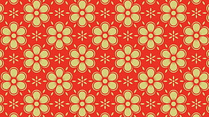 Chinese pattern texture with yellow flowers on a red background, HD wallpaper