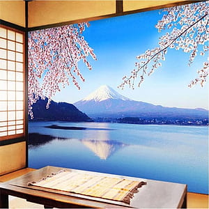 Custom 3D Wall Japan Mount Fuji Sakura Romantic Japanese Kitchen Sushi Restaurant Hotel Decor 350 cm x 245 cm : Amazon.de: DIY & Tools, HD phone wallpaper