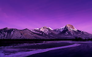 mountains, peaks, dusk, purple ultra 16:10 background, HD wallpaper