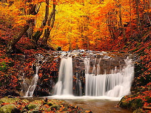 Autumm Waterfall, HD wallpaper