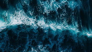 Sea waves , Aerial view, Blue Water, Pattern, 2560x1440 Ocean, HD wallpaper