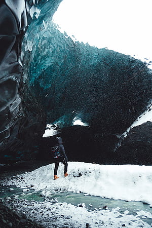 Person standing alone near rock hill, phone, HD phone wallpaper