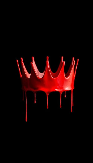 Red Dripping Paint Crown On Black Grunge Style, High Contrast, Minimalistic Dark, HD phone wallpaper