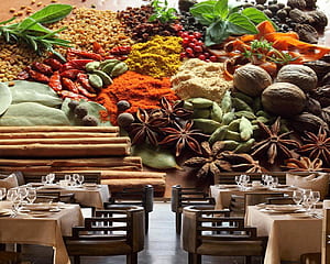 Papel de parede Multiple spices food 3D , dining room kitchen wall papers home decor restaurant bar mural., HD wallpaper