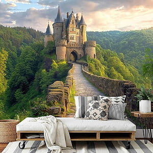 DLERFLOVR German Villa Murals for Walls Medieval Architecture Decor, 96 Wx 69 H Mural for Living Room Bedroom Dining Room, German History, HD phone wallpaper