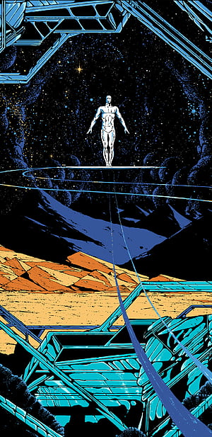 Kilian Eng Silver Surfer, Silver Surfer, Poster, Grey Matter Art, Art, Background, Silver Surfer In Space, HD phone wallpaper