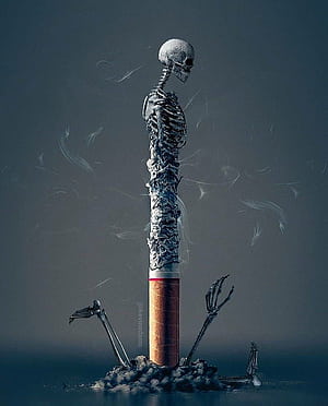 smoking skeleton, HD phone wallpaper