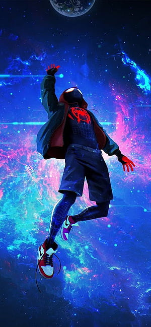 Miles Morales Spider Man: Into The Spider Verse, Spider Man Amoled phone, Sp5der, HD phone wallpaper