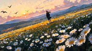 Dance With The Wind, anime-girl, anime, artist, artwork, digital-art, deviantart, HD wallpaper