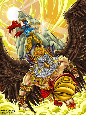 Lord Vishnu with king of birds lord Garuda (1). - Behance, HD phone wallpaper