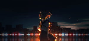 Neon Spirit Anime Girl, anime-girl, anime, artist, artwork, digital-art, pixiv, HD wallpaper