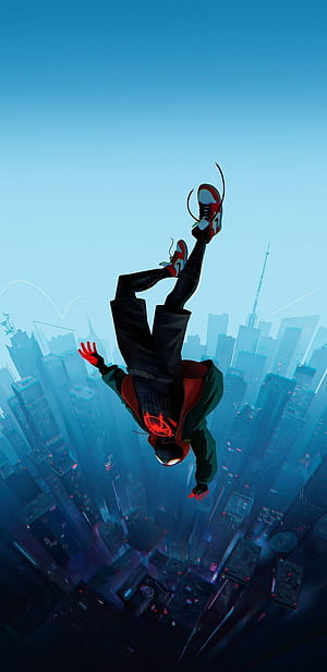 : Spider Man: Into The Spider Verse, Miles Morales, Movies, City, HD phone wallpaper