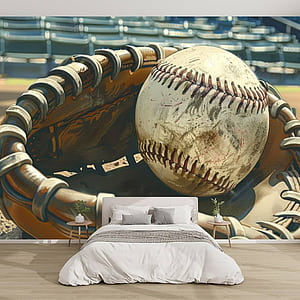 LDGAQNPF 3D Modern Canvas Mural Classic Worn Baseball Vintage Art Illustration Peel and Stick Removable Self Adhesive Wall Stickers for Living Room Kids Bedroom Home Decor : Tools & Home, HD phone wallpaper