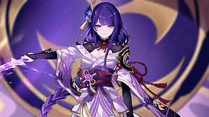 Anime game Raiden Shogun Genshin Impact, Raiden Shogan, HD wallpaper