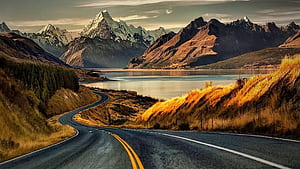Mount Cook Rd, Canterbury, New Zealand, HD wallpaper