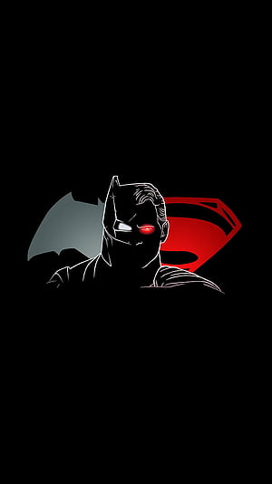Superman VS Batman, amoled, android, batman, black, dc universe, dc world, marvel, phone, HD phone wallpaper