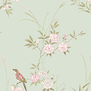 Bird Chinoiserie Green, Green Birds, HD phone wallpaper