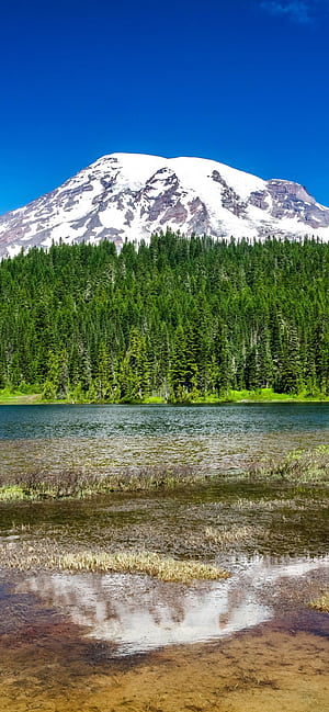 Mount Rainier National Park , Washington State, Landscape, Lake, Reflection, Nature, HD phone wallpaper
