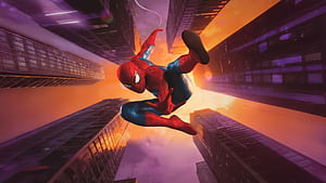Spiderman Swinging Through The City Lights, spider-man-brand-new-day, spiderman, superheroes, artwork, art, digital-art, movies, 2026-movies, tom-holland, disney, marvel, HD wallpaper