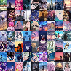 Elaaj. Anime girls Aesthetic Wall Collage Kit. SET OF 60 Pastel Aesthetic Posters. Self Adhesive. Size 4×6 inches. A6. Print Quality. Glossy Finish. Room Decor, HD phone wallpaper