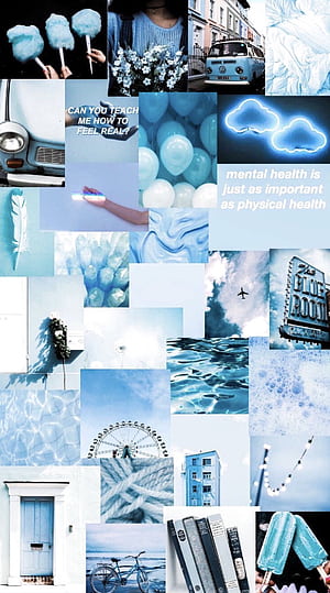 Baby Blue Collage, Pastel Blue Collage, HD phone wallpaper