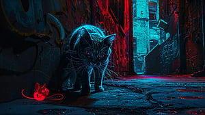 Cat & mouse, HD wallpaper