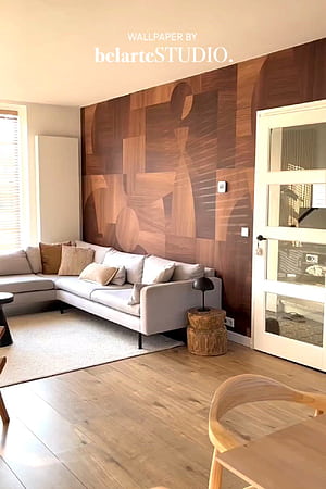 Decorate your living room with cozy wood wall cladding effect, HD phone wallpaper