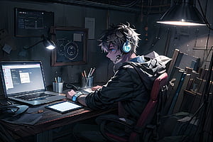 Boy Programmer, Anime Coder, HD wallpaper