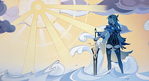 Eula (Genshin Impact) & Background for PC, Genshin Impact Minimalist, HD wallpaper