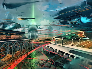Sci Fi Spaceport, HD wallpaper