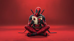 Deadpool Reading Comics, deadpool, superheroes, artwork, art, digital-art, ai, HD wallpaper