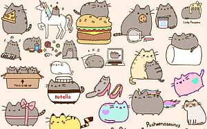 pusheen eating chips, Cat Eating Chips, HD wallpaper