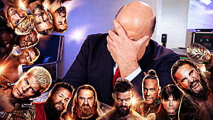 PAUL HEYMAN TALKS WITH SEVERAL MEMBERS OF THE WWE SMACKDOWN LOCKER ROOM ABOUT THE BLOODLINE, HD wallpaper
