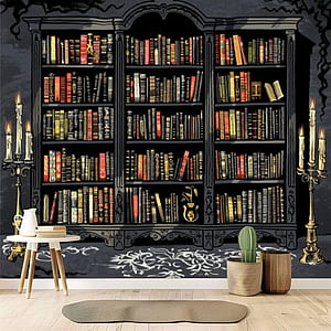 GAROLINAPW Vintage Victorian Bookcase w Baroque Candlesticks Gothic Books Wall Mural Peel and Stick Canvas Art Wall Mural Decor Self- Adhesive for Bedroom Living Room, HD phone wallpaper