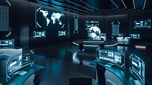 Command center interior, cybersecurity, HD wallpaper