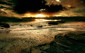 Cloudy Sunset, HD wallpaper