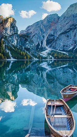 Pragser Wildsee, Pragser, Wildsee, Lago, Di, Braies, Mountain, Winter, Phone, HD phone wallpaper