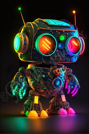 Neon Tiny Robot, HD phone wallpaper