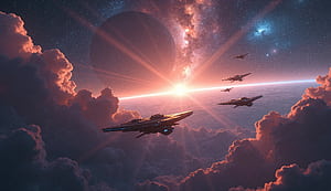 Sci Fi, space, spaceship, cloudscape, HD wallpaper