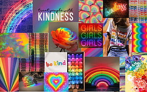 Rainbow Collage Computer, HD wallpaper