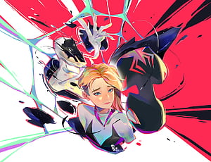 Spider-Man: Across the Spider-Verse Featuring Miles Morales & Gwen Stacy, Miles Morales, Gwen Stacy, movie, Spider-Man: Across the Spider-Verse, HD wallpaper