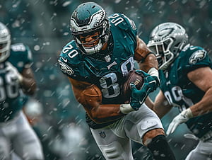 Eagles Player Rainy Game Action, Jordan Mailata, HD wallpaper