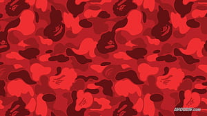 Red BAPE Computer, HD wallpaper